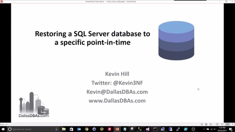 Thumbnail for SQL Server Point In Time Restore Demo