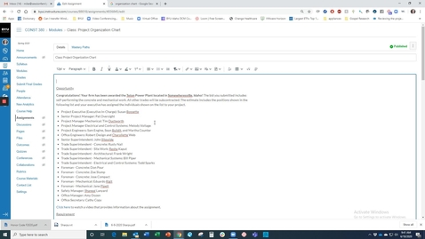 Thumbnail for CONST 380 - Introduction to the ORG Chart Assignment