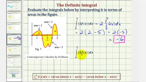 Thumbnail for Ex: Definite Integrals as Area Given a Graph (Constant*Function)