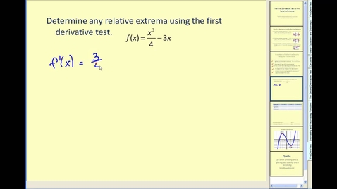 Thumbnail for Finding relative extrema using the first derivative