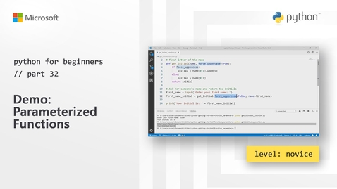 Thumbnail for Demo: Parameterized functions | Python for Beginners [32 of 44]