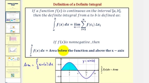 Thumbnail for The Definition of The Definite Integral