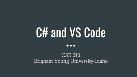 Thumbnail for C# and VS Code