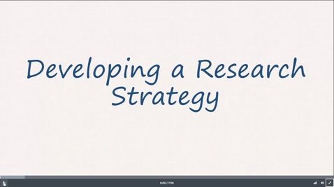 Thumbnail for Developing a Research Strategy