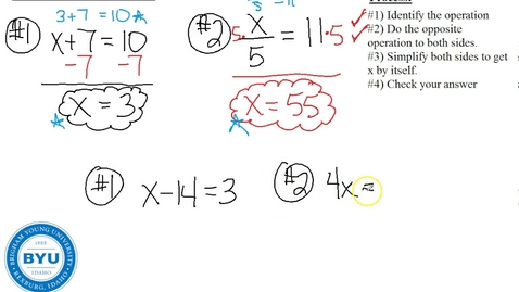 Thumbnail for entry MATH 100A 5-1 Linear Equations Part A