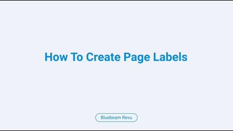 Thumbnail for Bluebeam Revu 21 | How To Create Page Labels