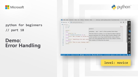 Thumbnail for Demo: Error Handling | Python for Beginners [18 of 44]