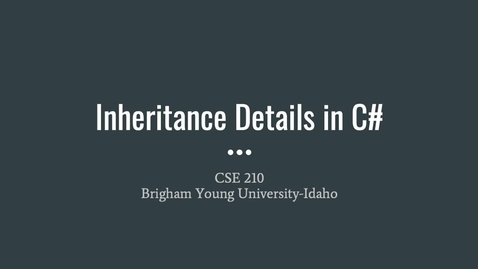 Thumbnail for Inheritance Details in C#