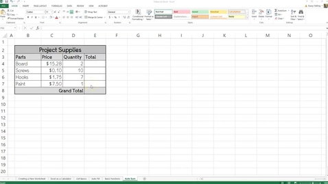 Thumbnail for Getting to know Excel