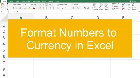 Thumbnail for Format Numbers to Currency in Excel
