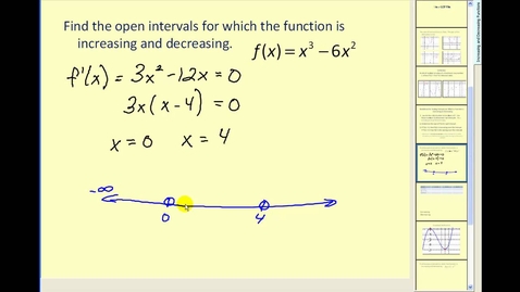 Thumbnail for Determining where a function is increasing and decreasing using the first deriviative