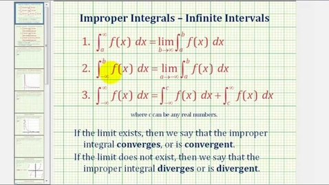 Thumbnail for Ex 1 - Improper Integral:  Discontinuous Integrand