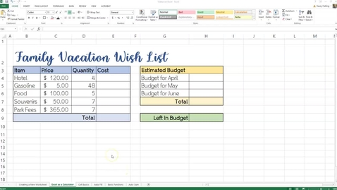 Thumbnail for Excel as a Calculator
