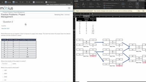 Thumbnail for SCM 361 - Practice Problems - Project Management PM 56