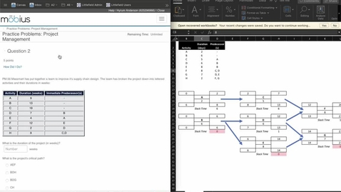 Thumbnail for entry SCM 361 - Practice Problems - Project Management PM 56