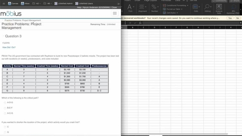 Thumbnail for entry SCM 361 - Practice Problems - Project Management PM 64