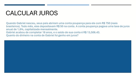 Thumbnail for Calculate interest (Portuguese)