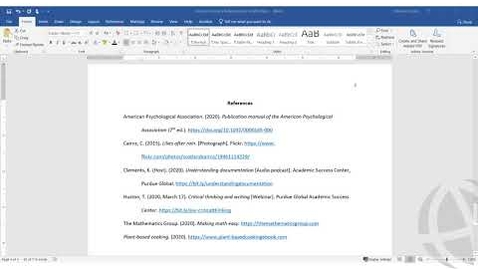 Thumbnail for Formatting an APA Style Reference List