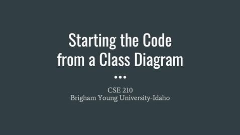 Thumbnail for Starting the Code from a Class Diagram