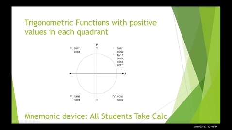 Thumbnail for entry Find the exact values of the six trigonometric functions at θ given that cos2𝜃