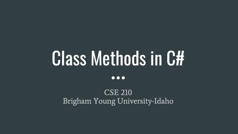 Thumbnail for Class Methods in C#