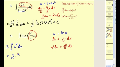 Thumbnail for Integration Using Substitution - Part 1 of 2