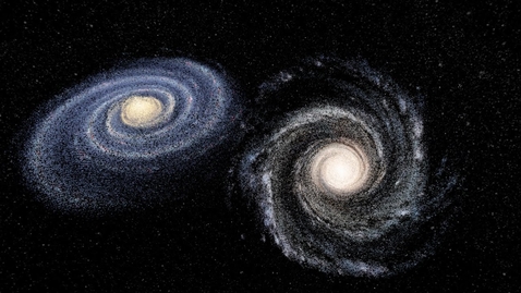 Thumbnail for [Simulation] Andromeda galaxy colliding with the Milky Way