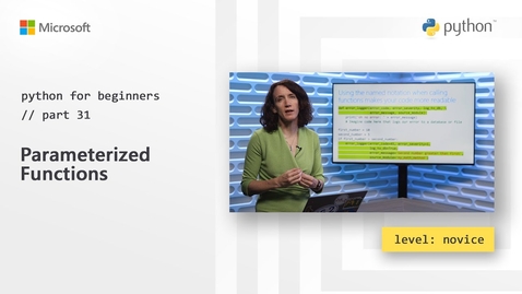 Thumbnail for Parameterized Functions | Python for Beginners [31 of 44]