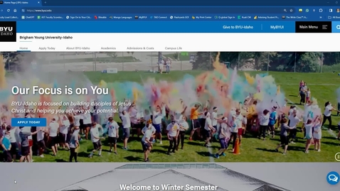 Thumbnail for Navigating the Website, myBYUI, and IPlan