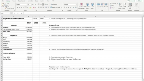 Thumbnail for Projected Income Statements