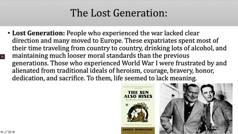 Thumbnail for 15 Week 4  The Lost Generation and Hemingway's Hills Like White Elephants