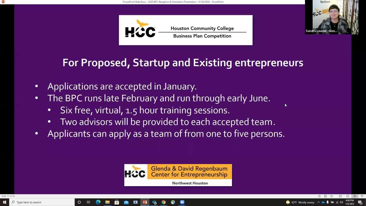 The second video Orientation How to Apply 2022 HCC Business Plan