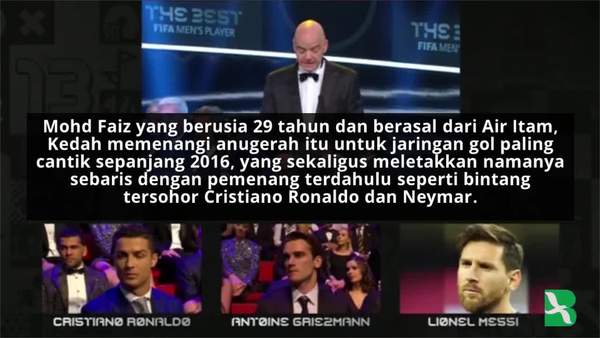 Pemain Bolasepak Malaysia Menang Anugerah Puskas FIFA 2016