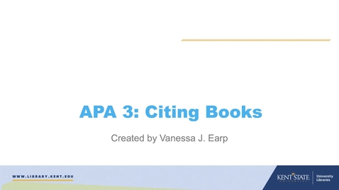 Thumbnail for APA 3: Citing Books