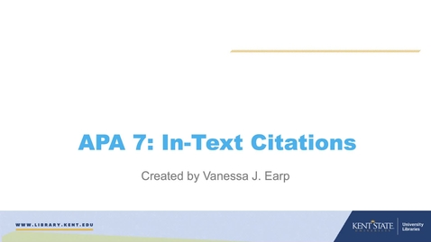 Thumbnail for APA 7: In-Text Citations