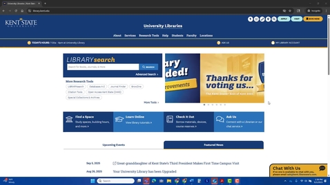 Thumbnail for Introduction to using Kent State's LIBRARYsearch