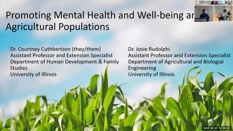 Thumbnail for BHWELL Brownbag-Promoting Mental Health and Well-being among Ag Populations