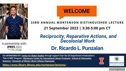 Thumbnail for entry Keynote Speaker 2 – Dr. Ricardo Punzalan - Reciprocity, Reparative Actions, and Decolonial Work - iPRES HH2