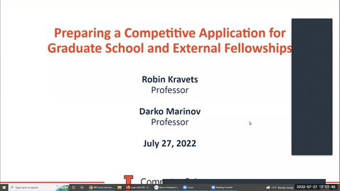 Thumbnail for SRP Lunch and Learn: Grad School and External Fellowships