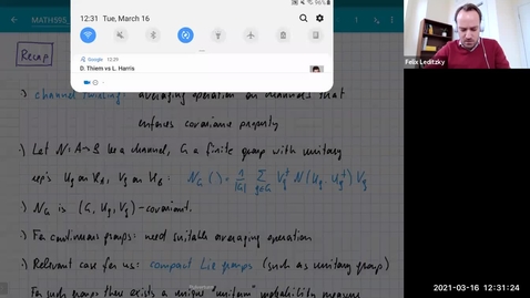 Thumbnail for entry MATH 595 Quantum channels I: Tuesday, Mar 16