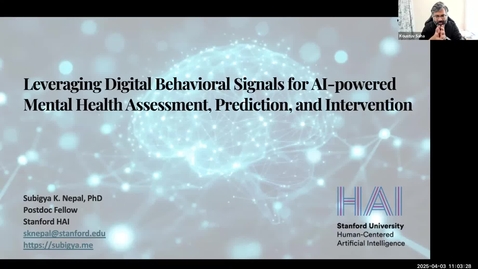 Thumbnail for Special Seminar - Subigya Nepal, &quot;Leveraging Digital Behavioral Signals for AI-powered Mental Health Assessment, Prediction, and Intervention&quot;