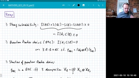 Thumbnail for MATH 595 Quantum channels II: Monday, May 10 - Part 2