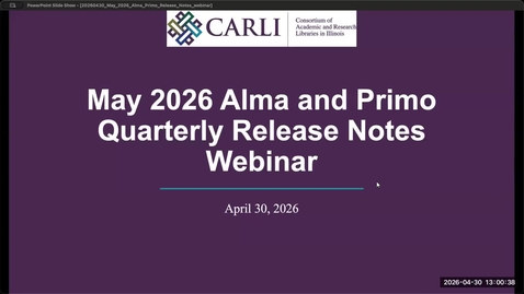 Thumbnail for Quarterly Alma/Primo VE Update Call