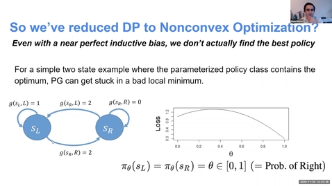 Thumbnail for entry On the Global Convergence and Approximation Benefits of Policy Gradient Methods, Daniel Russo; iDS2 Seminar Series