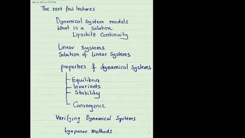 Thumbnail for ECE/CS 584 CPS, Embedded System Verification: Dynamical Systems 1