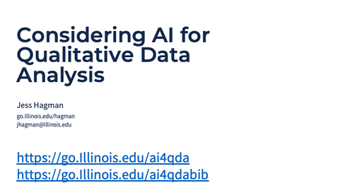 Thumbnail for Savvy Researcher: Considering AI for Qualitative Research
