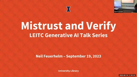 Thumbnail for Library Emerging Technology Talk Series – Generative AI - Mistrust and Verify