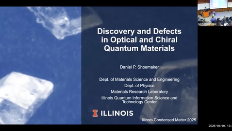 Thumbnail for Condensed Matter Seminar - Daniel Shoemaker, University of Illinois at Urbana-Champaign