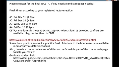 Thumbnail for Lecture 27 PHYS 212 3 pm Lecture A3 Fall 2020