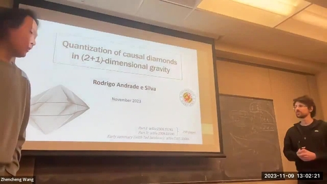 Thumbnail for Rodrigo Andrade E Silva - Quantization of Causal Diamonds in 2+1 Dimensional Gravity